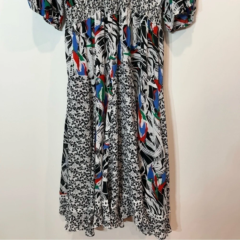 Vintage 80s Susan Fries Assorti women’s XL sheer swing print art boho dress - Picture 3 of 11